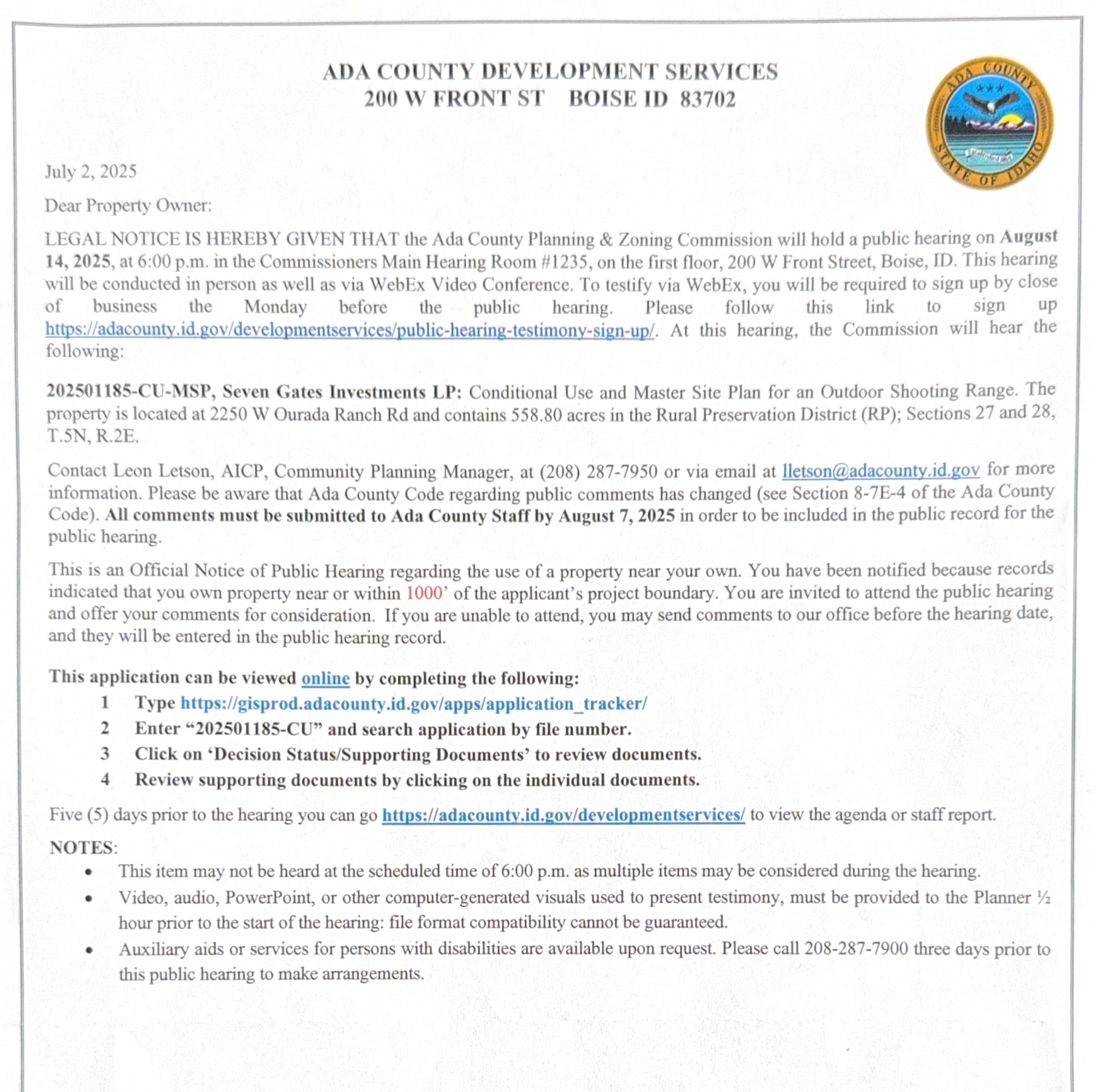 Planning & Zoning Meeting Notice - Page 1